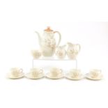 Royal Doulton Meadow Glow teaware decorated with corn, the coffee pot 23cm high : For Further