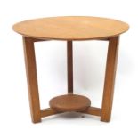 Art Deco circular oak occasional table with under tier, 48cm high x 59cm in diameter : For Further