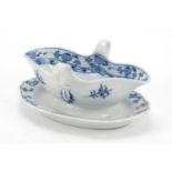 Meissen porcelain twin handled sauceboat hand painted in the Blue Onion pattern, 23cm wide : For