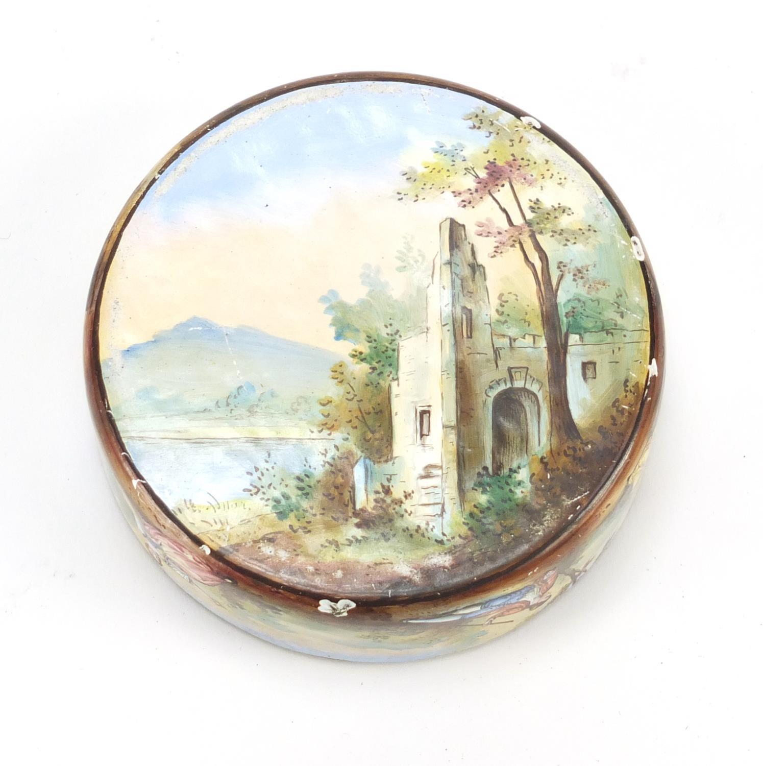 18th century continental silver mounted enamel box and cover, probably French, the lift of lid - Image 7 of 10