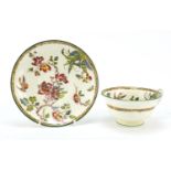 Wedgwood hand painted cup and saucer numbered W1959, the saucer 14.5cm in diameter : For Further