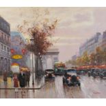 Parisian street scene, French Impressionist oil on board, framed, 59.5cm x 49.5cm excluding the