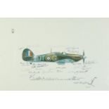 Commemorating the 40th anniversary of The Battle of Britain, summer 1980, ink signed print of a