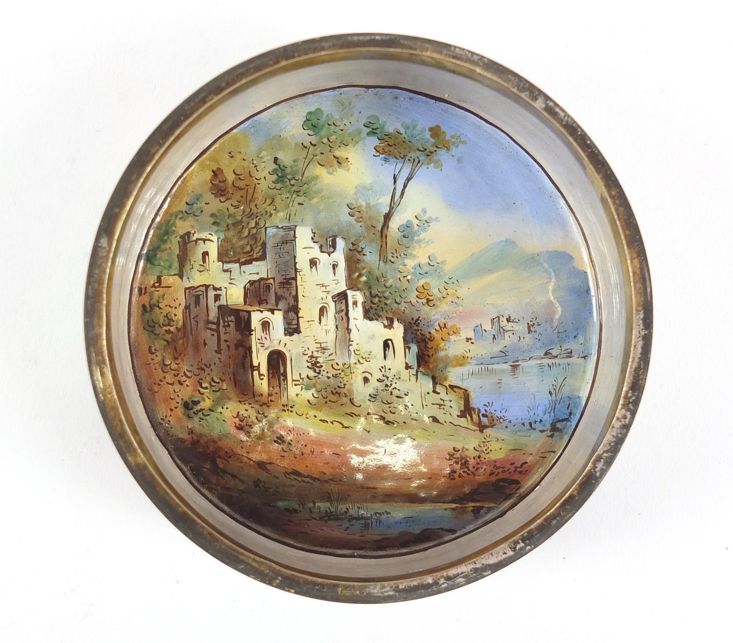 18th century continental silver mounted enamel box and cover, probably French, the lift of lid - Image 9 of 10