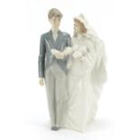 Nao figure group of a bride and groom, 31cm high : For Further Condition Reports Please Visit Our
