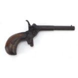 19th century garter pistol with wooden grip, 14.5cm in length : For Further Condition Reports Please