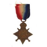 British military World War I 1914-18 Star awarded to 3036PTE.T.BARTON.MIDD'XR. (Royal Flying