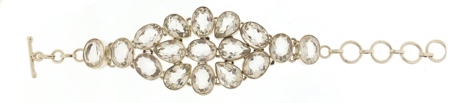 Large silver semi precious stone bracelet, 18cm in length, 52.8g : For Further Condition Reports - Image 2 of 5