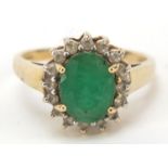 9ct gold, emerald and cubic zirconia ring, size L, 2.6g : For Further Condition Reports Please Visit