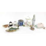 Collectable china including Lladro, Royal Doulton, Wade, and Caithness, the largest 23.5cm high :