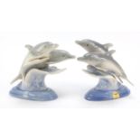 Two Kendall Collection dolphin groups by Sara Craft & Design, 18cm high : For Further Condition