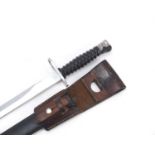 German military interest bayonet with scabbard and leather frog, 38cm in length : For Further