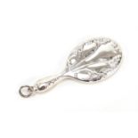 Miniature 925 silver hand mirror pendant, 7.5cm in length : For Further Condition Reports Please
