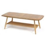 Ercol Windsor light elm coffee table with under tier, 35.5cm H x 104cm W x 46cm D : For Further