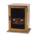 Glazed oak cupboard with two drawers, 36.5cm H x 28cm W x 20cm D : For Further Condition Reports