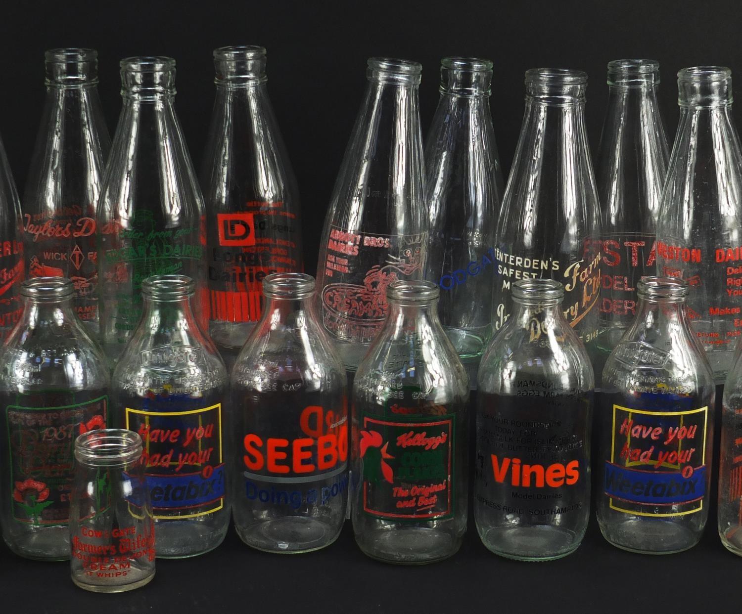 Collection of advertising milk bottles, each 18cm high : For Further Condition Reports Please - Image 5 of 6