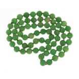 Chinese green jade bead necklace, 84cm in length : For Further Condition Reports Please Visit Our