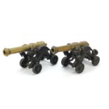 Pair of early 20th century bronze and cast iron cannons, each 45cm in length : For Further Condition