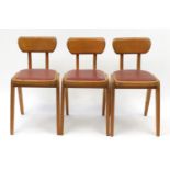 Three vintage chairs with red leatherette seats, 73cm high : For Further Condition Reports Please