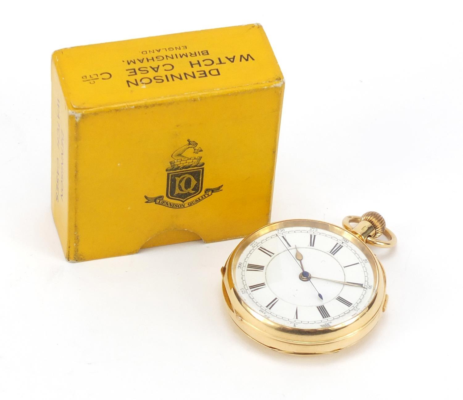 Gentlemen's 18ct gold open face chronograph pocket watch, the movement numbered 241799, 50.5mm in - Image 2 of 6