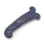 Indian lapis lazuli dagger handle carved with flowers, 11.5cm wide : For Further Condition Reports