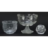 Kosta Boda vase, candle holder and similar pedestal bowl, the largest 17cm high : For Further