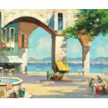 After Cecil Rochfort D'Oyly-John - South of France, oil on canvas, framed, 59.5cm x 49cm excluding