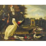 Exotic birds, Old Master style oil on board, mounted, framed and glazed, 59cm x 46.5cm excluding the