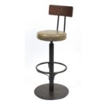 Contemporary swivel bar stool with bentwood back, 113cm high : For Further Condition Reports