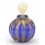 Art Glass scent bottle, etched marks to the base, 15.5cm high : For Further Condition Reports Please