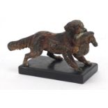 Austrian cold painted bronze dog with a pheasant, 16cm in length : For Further Condition Reports