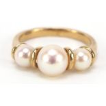 9ct gold cultured pearl ring, size M, 3.5g : For Further Condition Reports Please Visit Our Website,