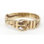 9ct gold buckle design ring, size O, 1.8g : For Further Condition Reports Please Visit Our