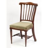 Victorian mahogany slat back occasional chair, 91cm high : For Further Condition Reports Please