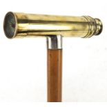 Malacca walking stick with telescopic and compass handle, 85cm in length : For Further Condition