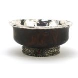 Middle eastern hardwood bowl with unmarked silver mounts, 13cm diameter : For Further Condition