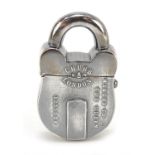 Novelty vesta case in the form of a Chubb padlock, 5.5cm high : For Further Condition Reports Please