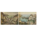 Henry Samuel Merritt - Polperro Harbour Cornwall and Boscastle street scene, near pair of