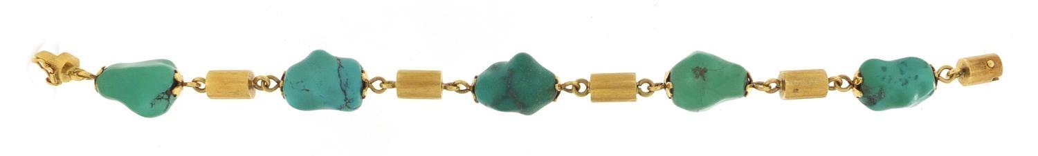 Designer 18ct gold and turquoise bracelet, 22cm in length, 41.2g : For Further Condition Reports - Image 4 of 6