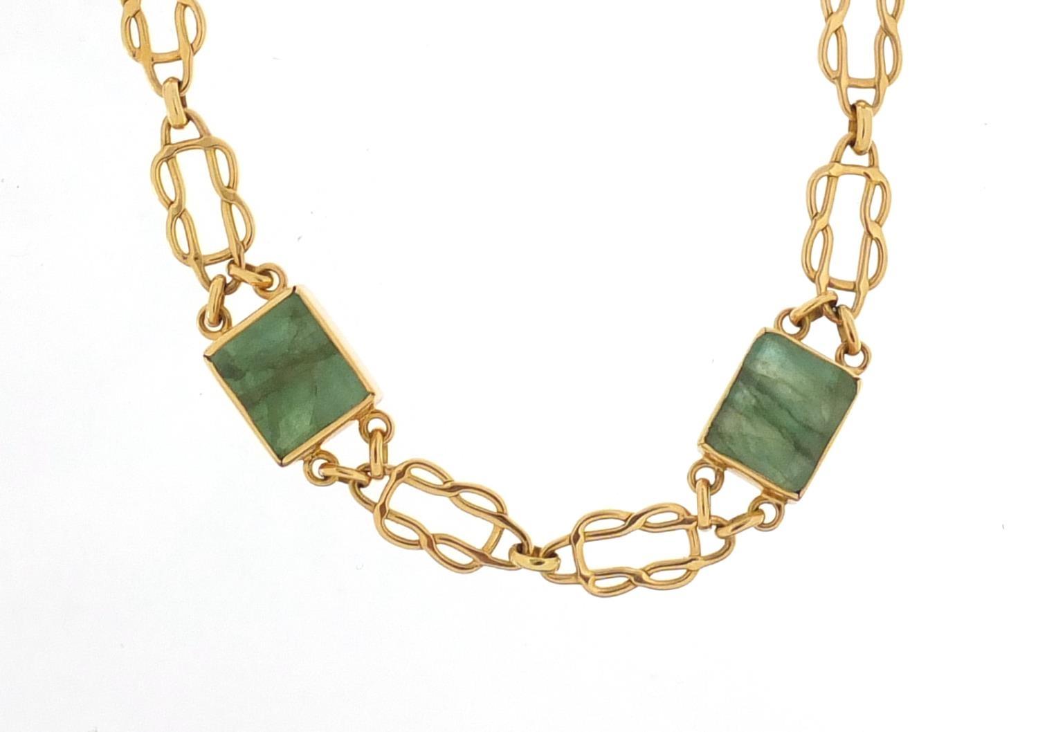 Designer 18ct gold emerald necklace, 44cm in length, 25.8g : For Further Condition Reports Please