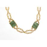 Designer 18ct gold emerald necklace, 44cm in length, 25.8g : For Further Condition Reports Please