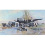 David Shepherd - Winter of '43, somewhere in England, pencil signed print in colour, limited edition
