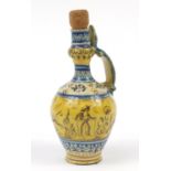 19th century maiolica ewer hand painted with animals and figures, 25cm high : For Further