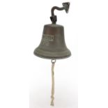 Bronzed ship's bell impressed Titanic, 18cm high : For Further Condition Reports Please Visit Our