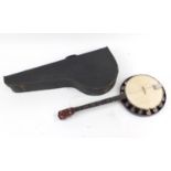 British made banjo with fitted case, 74cm in length : For Further Condition Reports Please Visit Our
