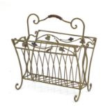 Wrought iron grapevine design magazine rack, 40cm high : For Further Condition Reports Please