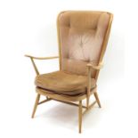 Ercol Windsor light elm armchair, 104cm high : For Further Condition Reports Please Visit Our