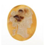 Cameo panel depicting a maiden's head, 3.5cm high : For Further Condition Reports Please Visit Our