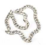 Heavy silver curb link necklace, 48cm in length, 95.4g : For Further Condition Reports Please