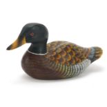 Hand painted carved wood duck decoy, 26cm in length : For Further Condition Reports Please Visit Our